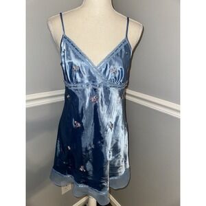 Morgan Taylor Intimates Size M Blue Lingerie Babydoll Lace Floral 100% Polyester